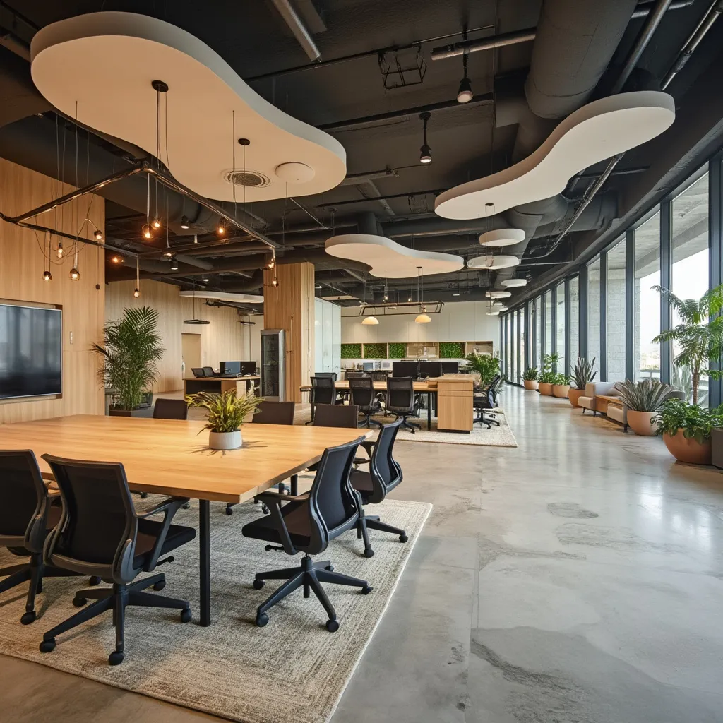 Interior de las oficinas de ConsultoríaGlobal, destacando un diseño abierto y colaborativo